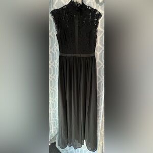 Miusol Black Pleated Maxi Gown for Wedding Guest